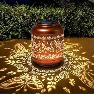 NEW - Butterfly Solar Lanterns Outdoor Waterproof Metal Hanging Solar Lights